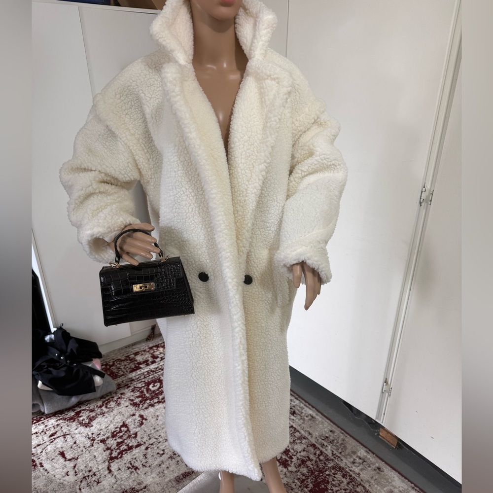 Women's White Teddy Coat